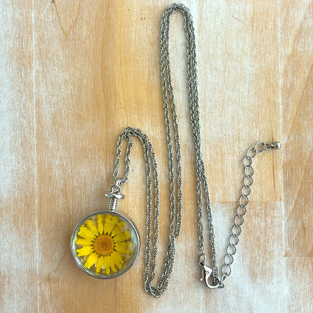 Yellow Flower Pendant Necklace
